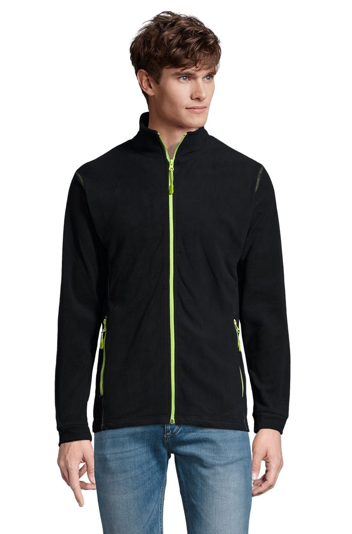 Nova Men Herren Fleece Jacke in Farbe Navy / Apple green