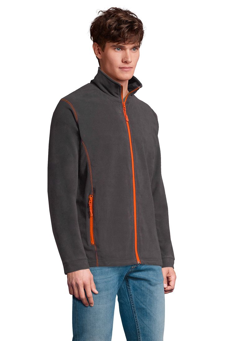 Nova Men Herren Fleece Jacke in Farbe Charcoal grey / Orange