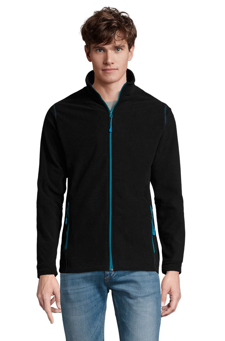 Nova Men Herren Fleece Jacke in Farbe Black / Aqua