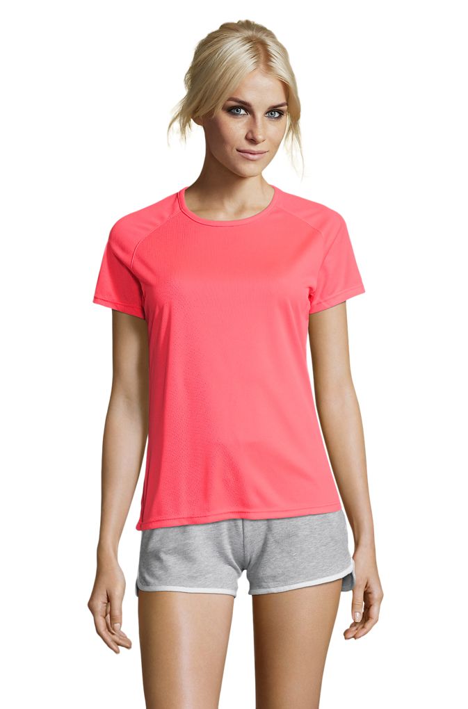 Sporty Women Damen Sport T-Shirt in Farbe Neon coral