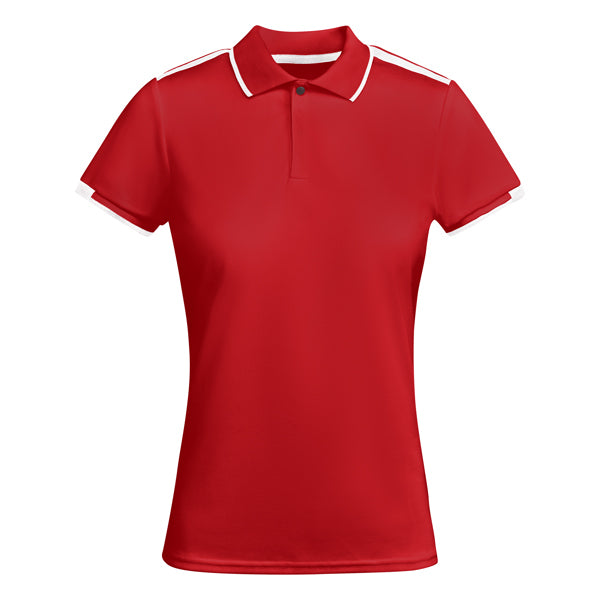 Poloshirt Tamil Woman  in Farbe Red/White