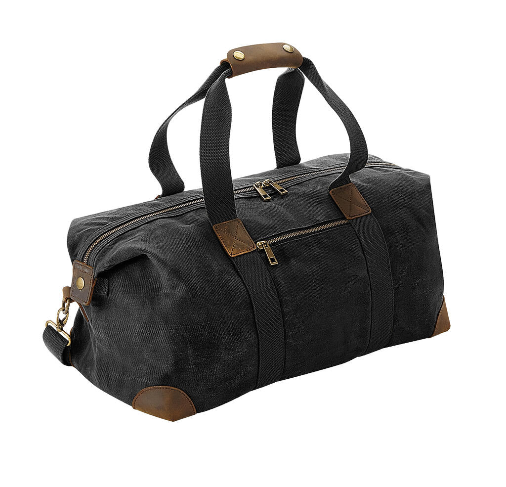  Heritage Waxed Canvas Holdall in Farbe Black