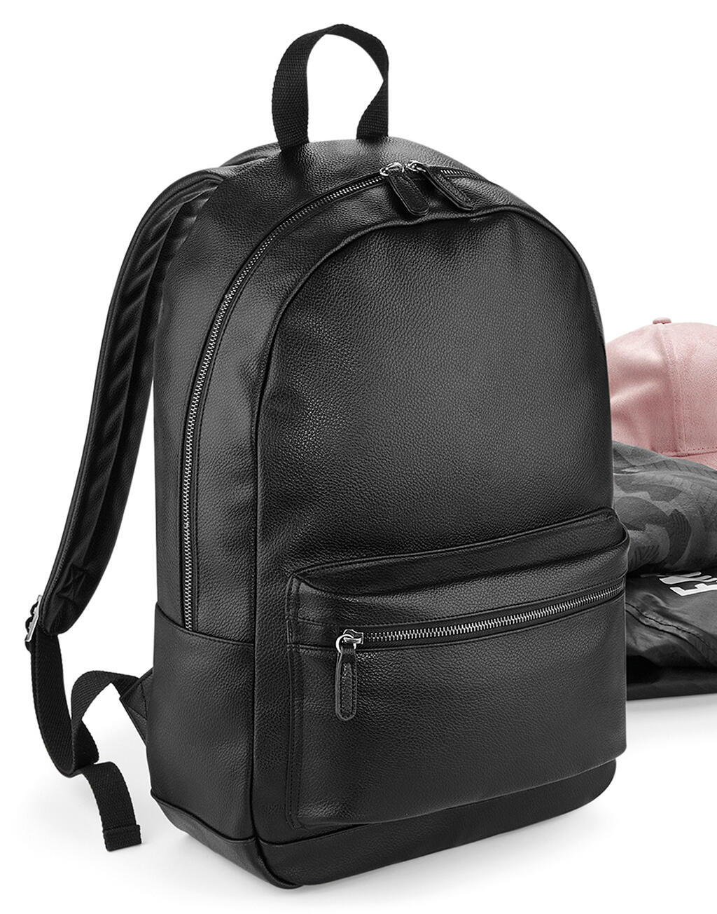  Faux Leather Fashion Backpack in Farbe Black