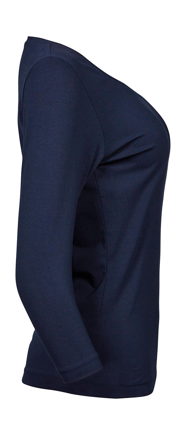  Ladies' 3/4 Sleeve Stretch Tee in Farbe White