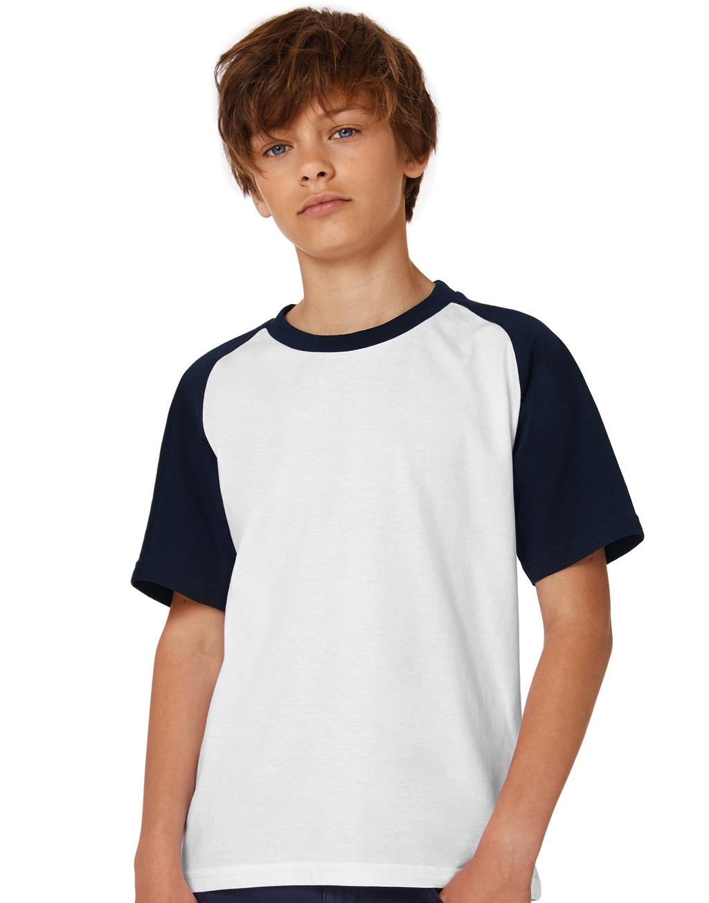  Base-Ball/kids T-Shirt  in Farbe White/Navy