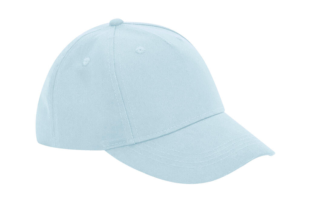  Junior Organic Cotton 5 Panel Cap in Farbe Powder Blue