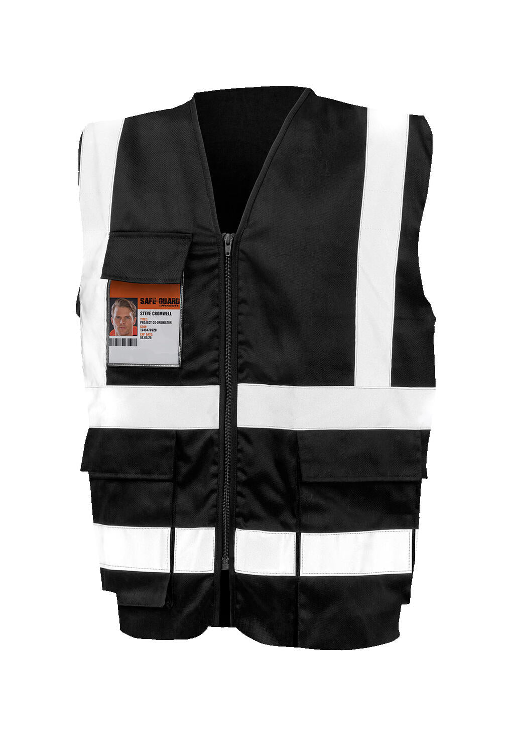  Heavy Duty Polycotton Security Vest in Farbe Black
