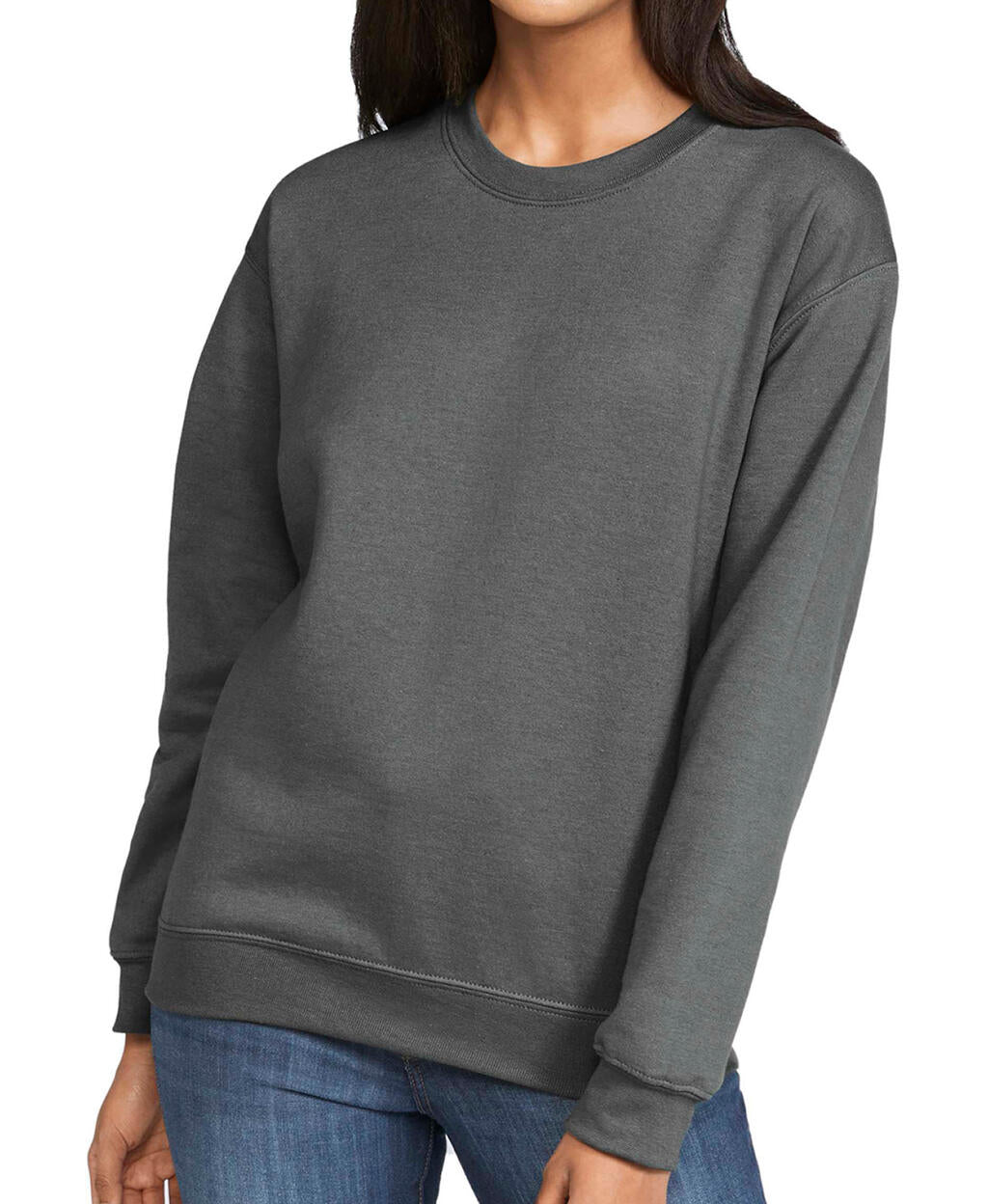 Softstyle Midweight Fleece Adult Crewneck in Farbe Charcoal