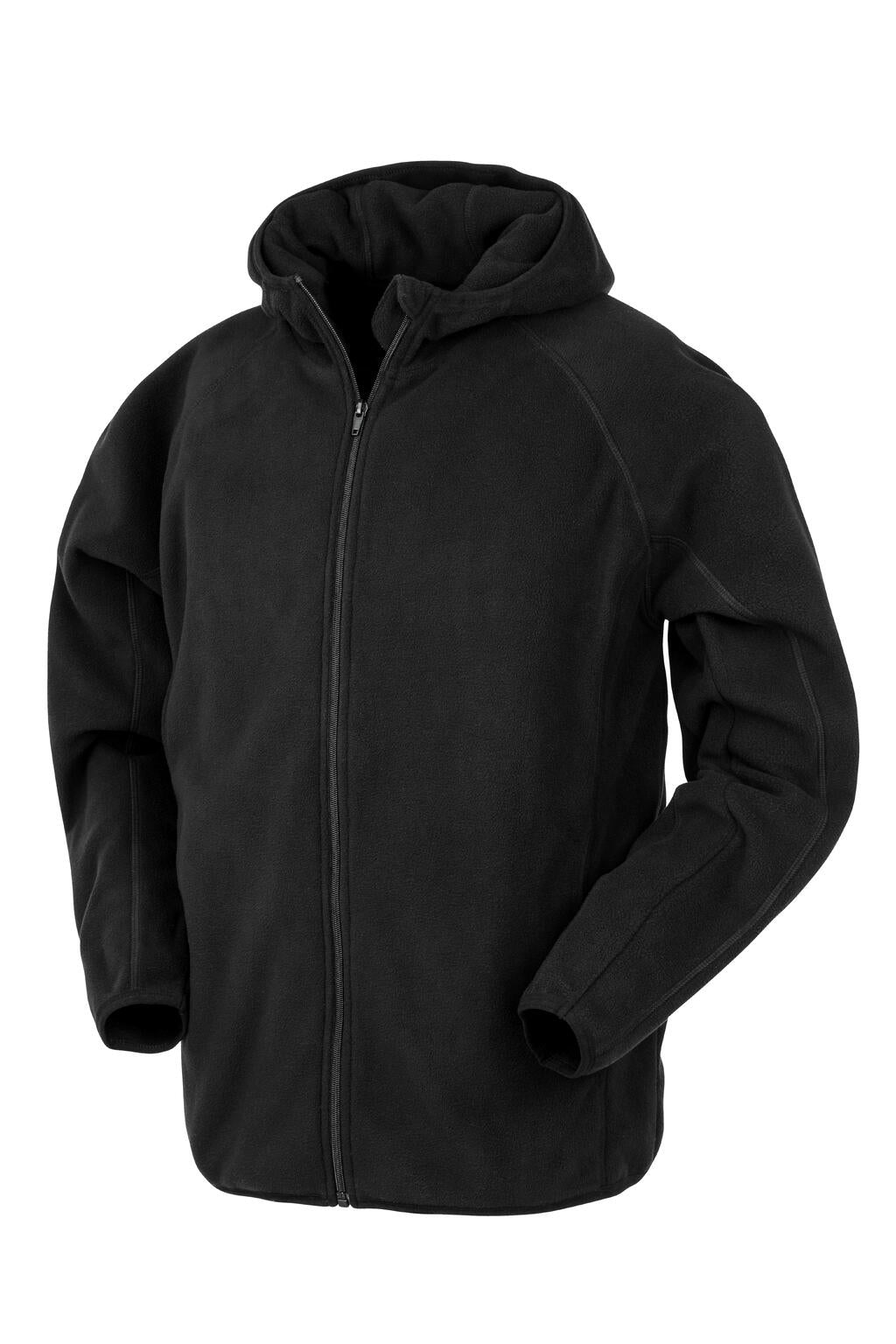  Hooded Recycled Microfleece Jacket in Farbe Black