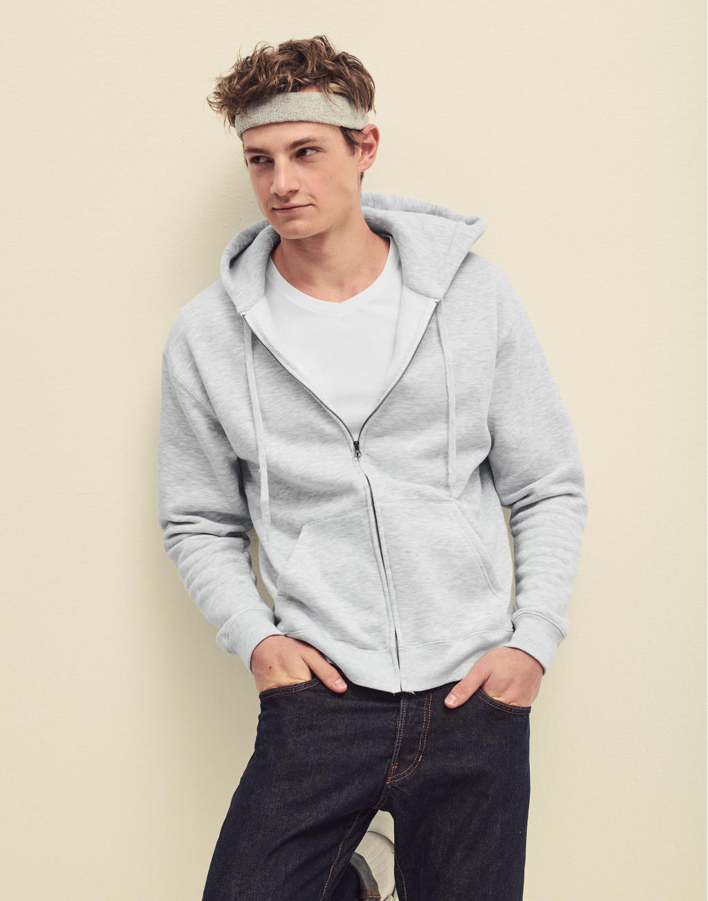  Premium Hooded Zip Sweat in Farbe Black