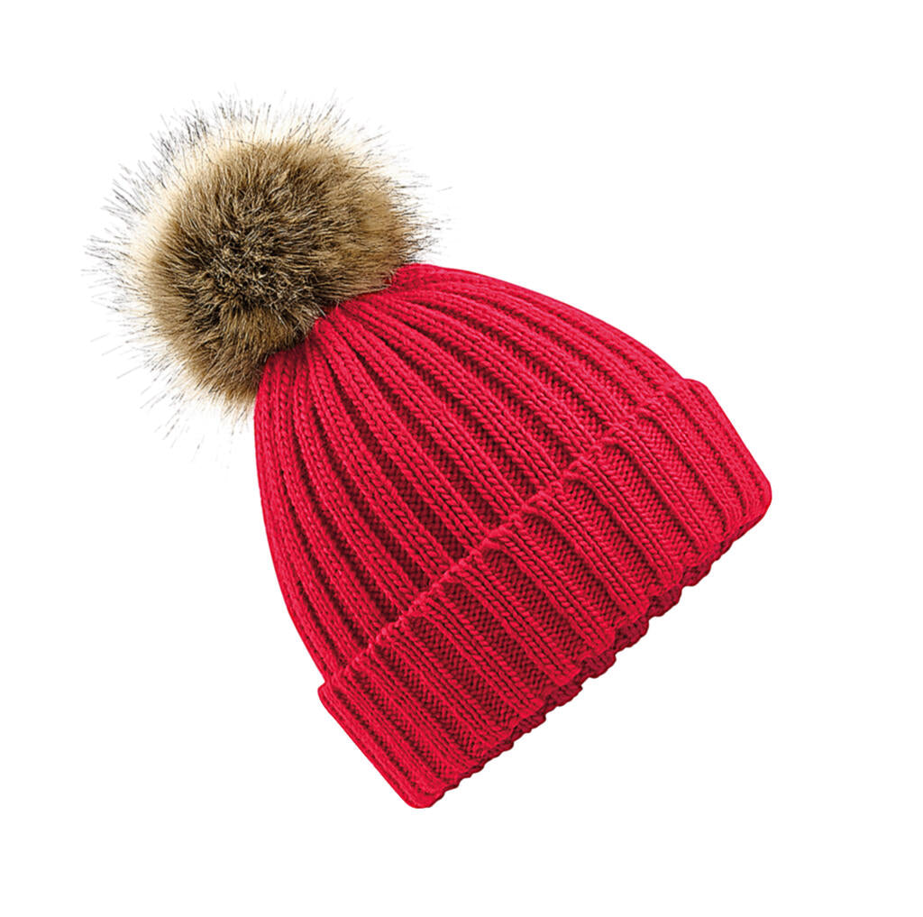  Fur Pop Pom Chunky Beanie in Farbe Classic Red