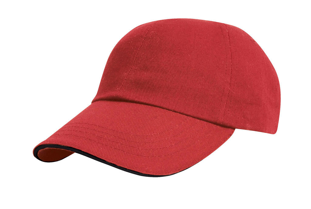  Heavy Cotton Drill Cap in Farbe Red/Black