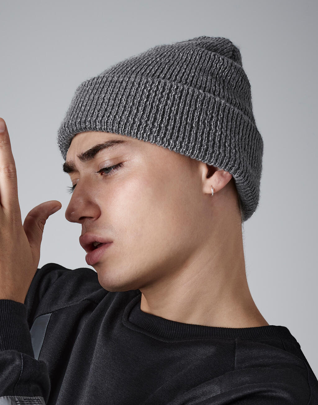  Reflective Beanie in Farbe Black