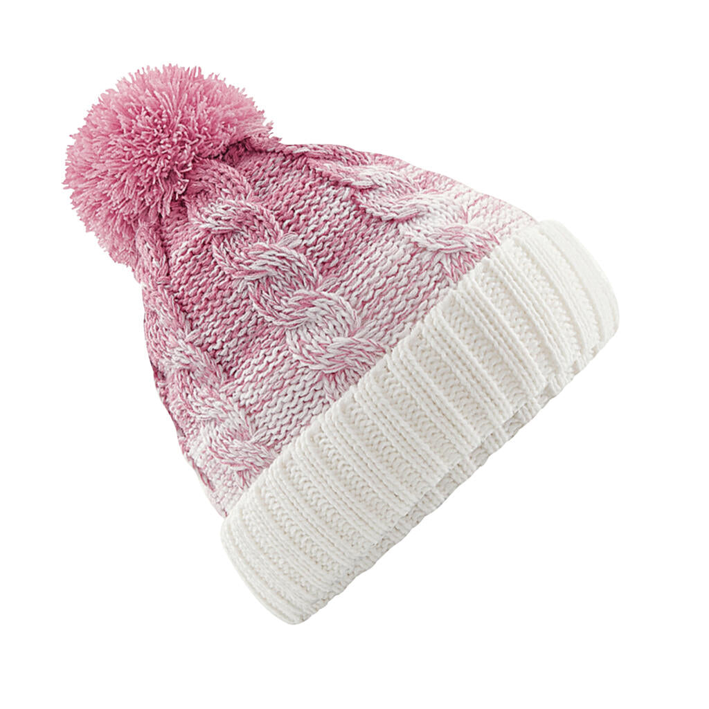  Ombré Beanie in Farbe Dusky Pink/Off White