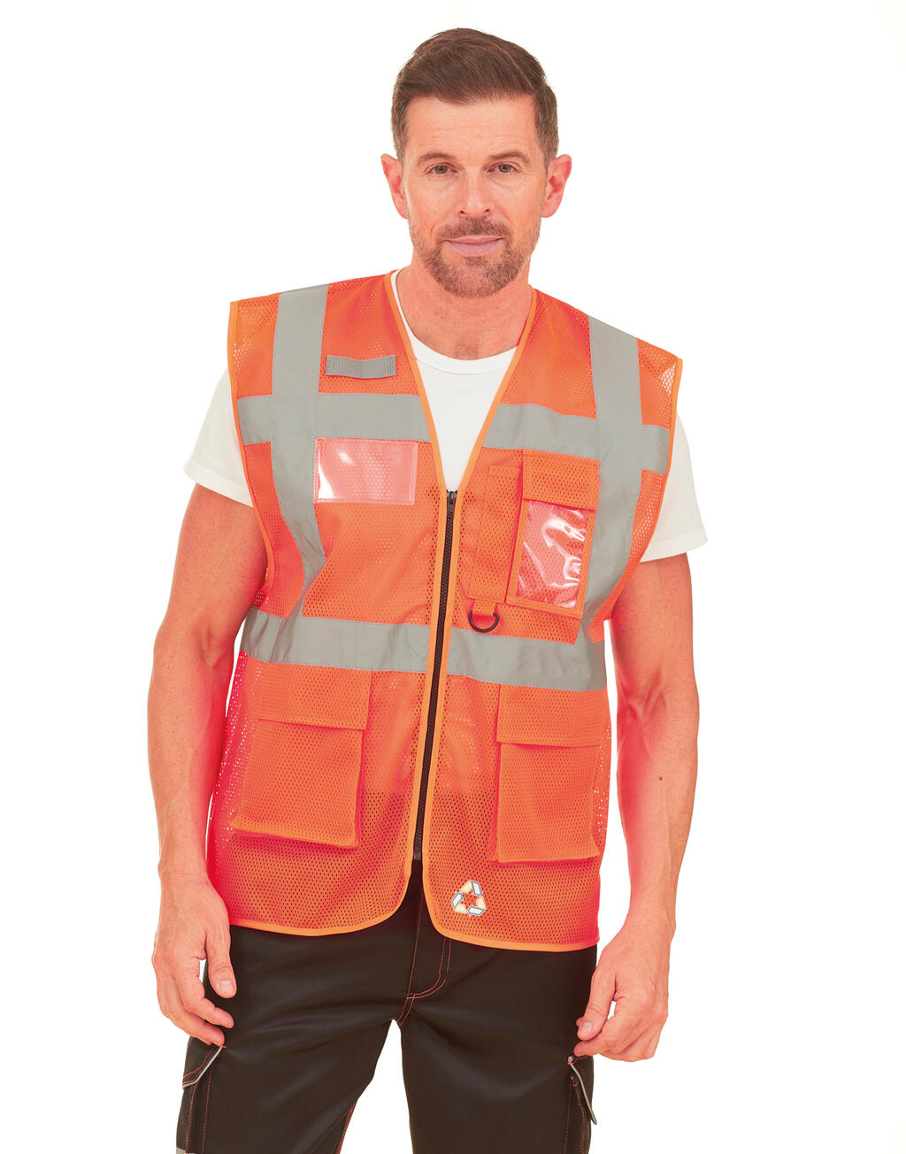  Fluo Open Mesh Executive Waistcoat in Farbe Fluo Orange