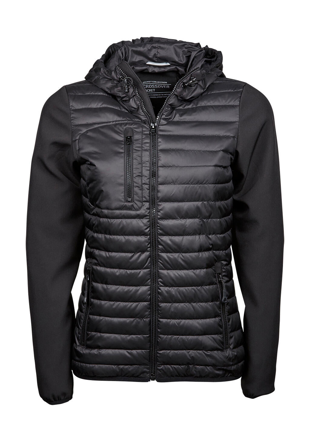  Ladies' Hooded Crossover Jacket in Farbe Black