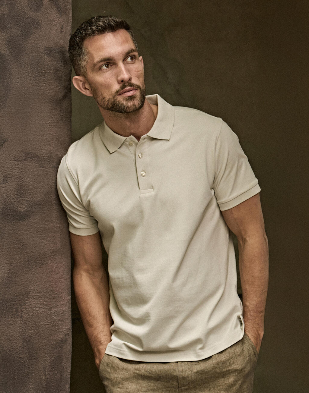 Luxury Stretch Polo in Farbe White
