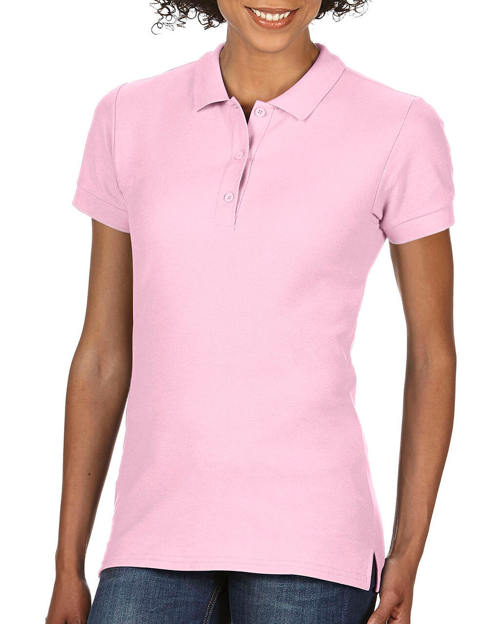  Premium Cotton Ladies' Double Piqué Polo in Farbe Light Pink