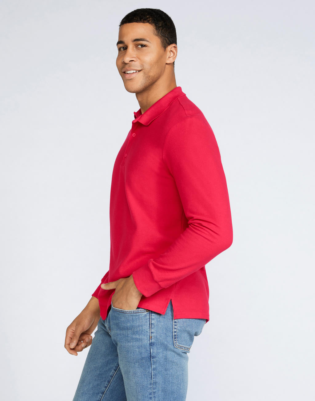  Premium Cotton Adult Double Piqué Polo LS in Farbe White