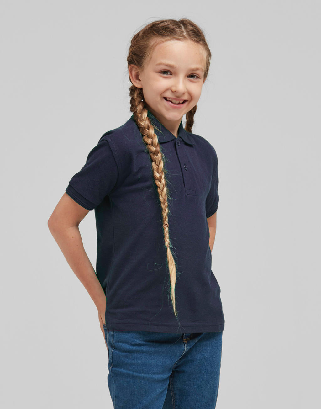  Kids' Cotton Polo in Farbe White