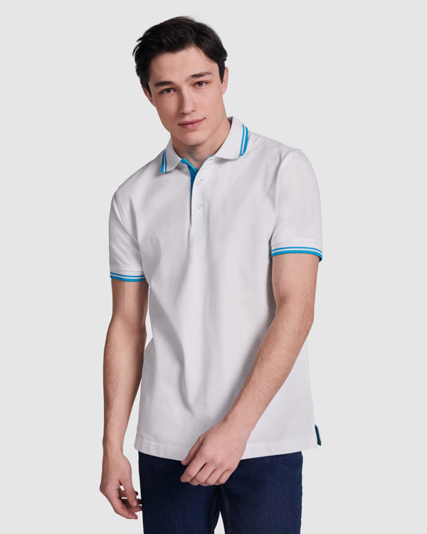 Poloshirt Montreal  in Farbe White/Turquoise