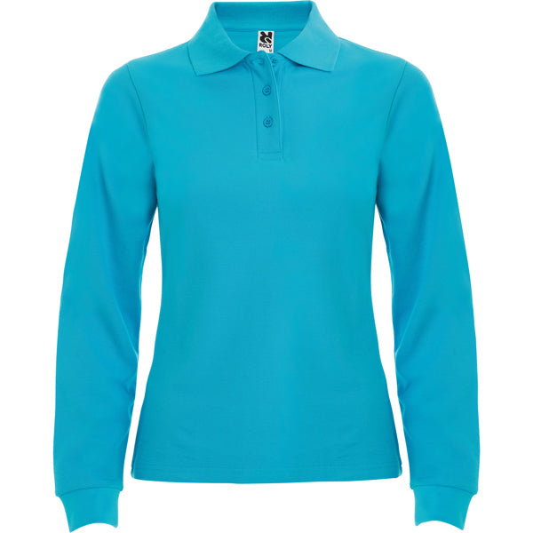 Langärmeliges Poloshirt Estrella Woman  in Farbe Turquoise