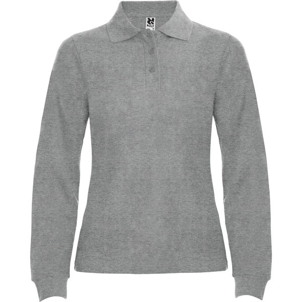 Langärmeliges Poloshirt Estrella Woman  in Farbe Heather Grey