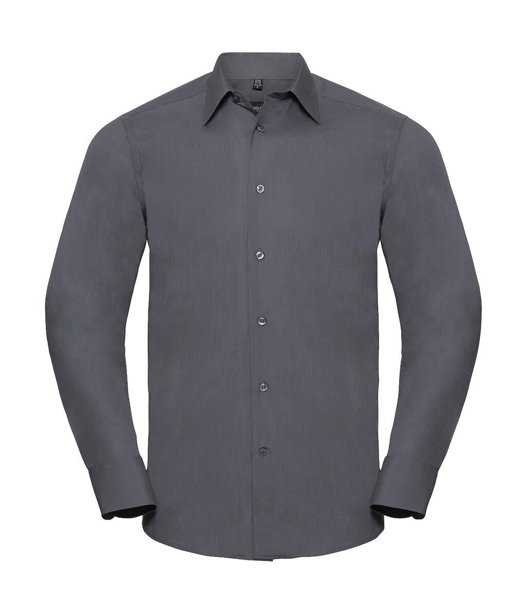  Tailored Poplin Shirt LS in Farbe Convoy Grey