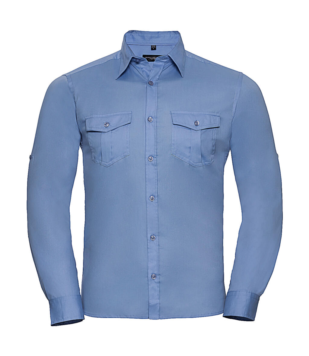  Men's Roll Sleeve Shirt LS  in Farbe Blue