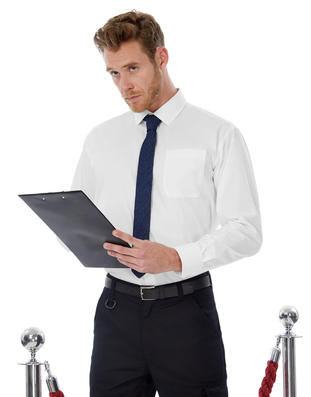  Sharp LSL/men Twill Shirt  in Farbe White