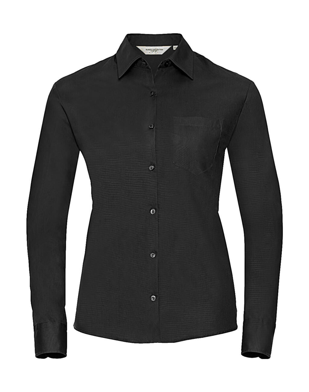  Ladies' Cotton Poplin Shirt LS in Farbe Black