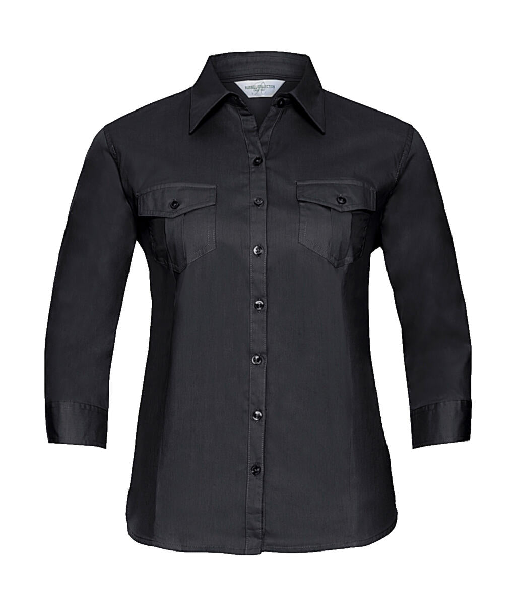  Ladies' Roll 3/4 Sleeve Shirt in Farbe Black