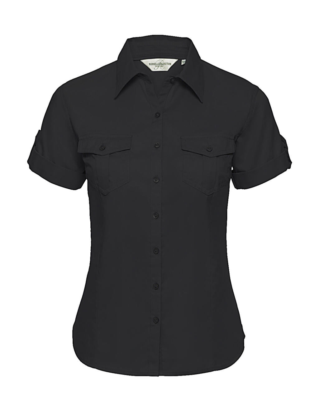  Ladies' Roll Sleeve Shirt in Farbe Black