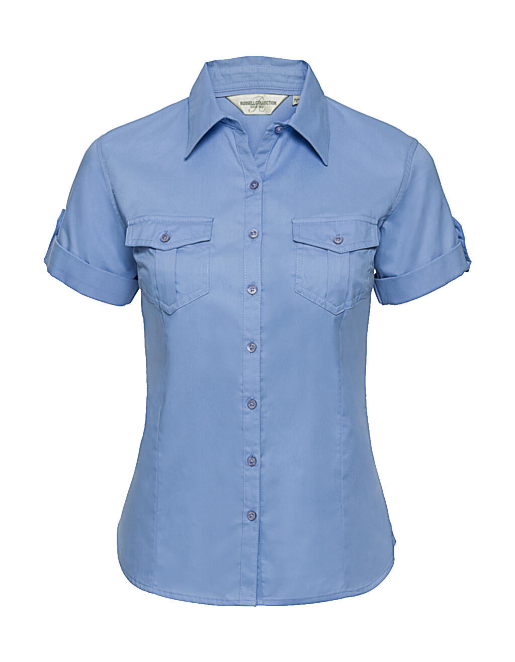  Ladies' Roll Sleeve Shirt in Farbe Blue