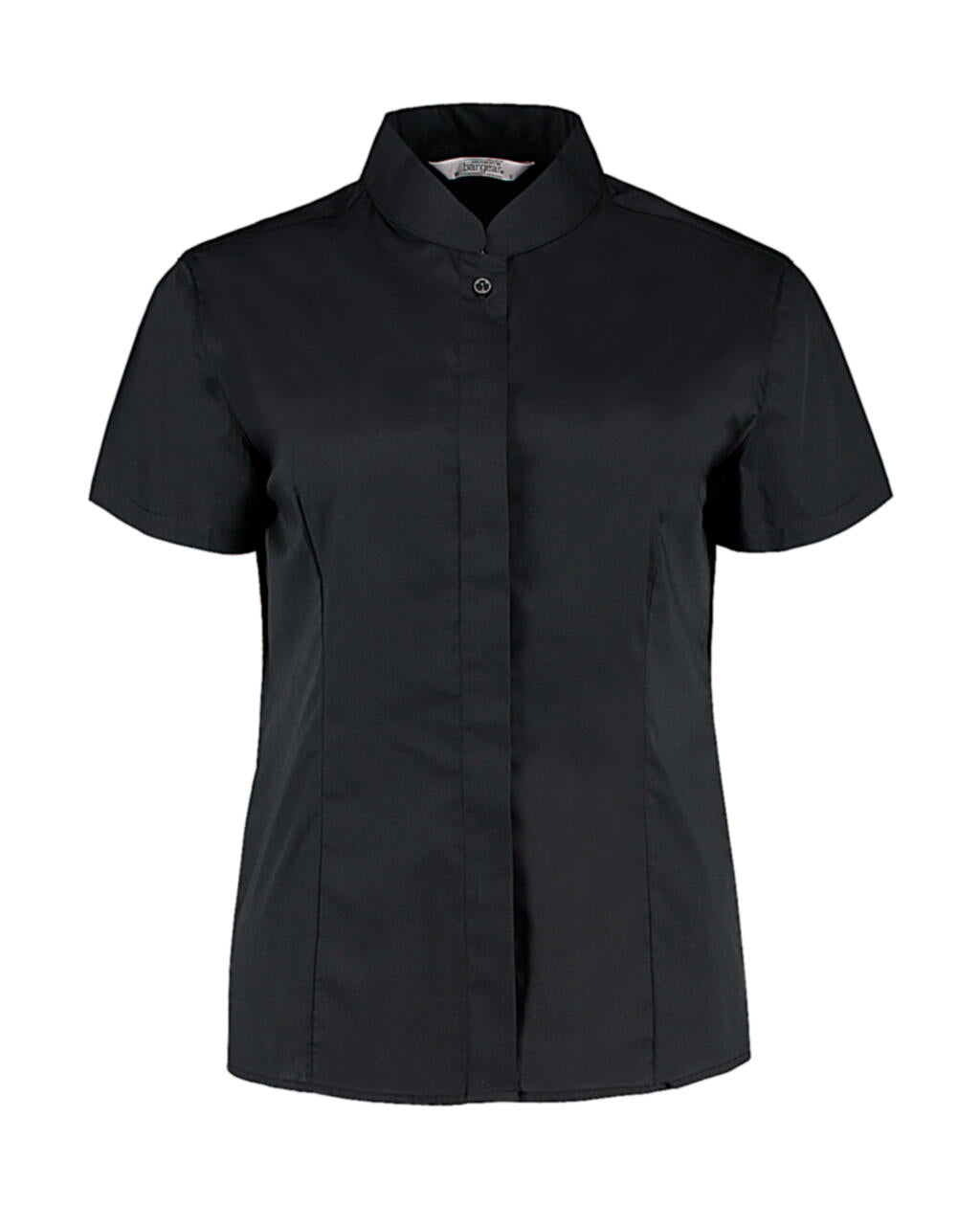  Women's Tailored Fit Mandarin Collar SSL in Farbe Black