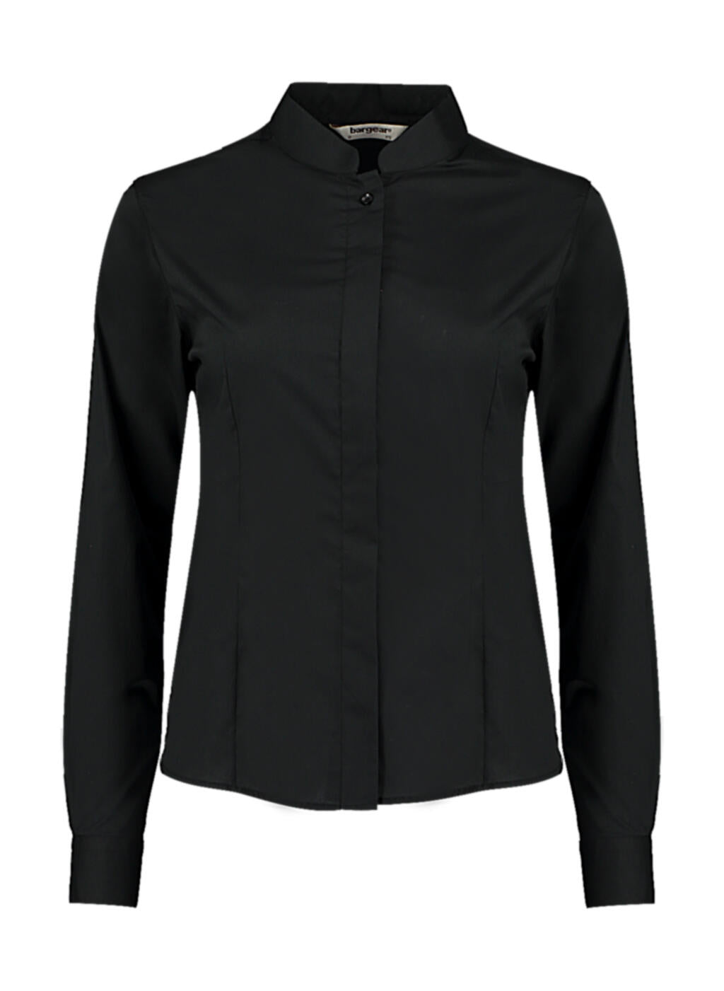  Women's Tailored Fit Mandarin Collar Shirt in Farbe Black