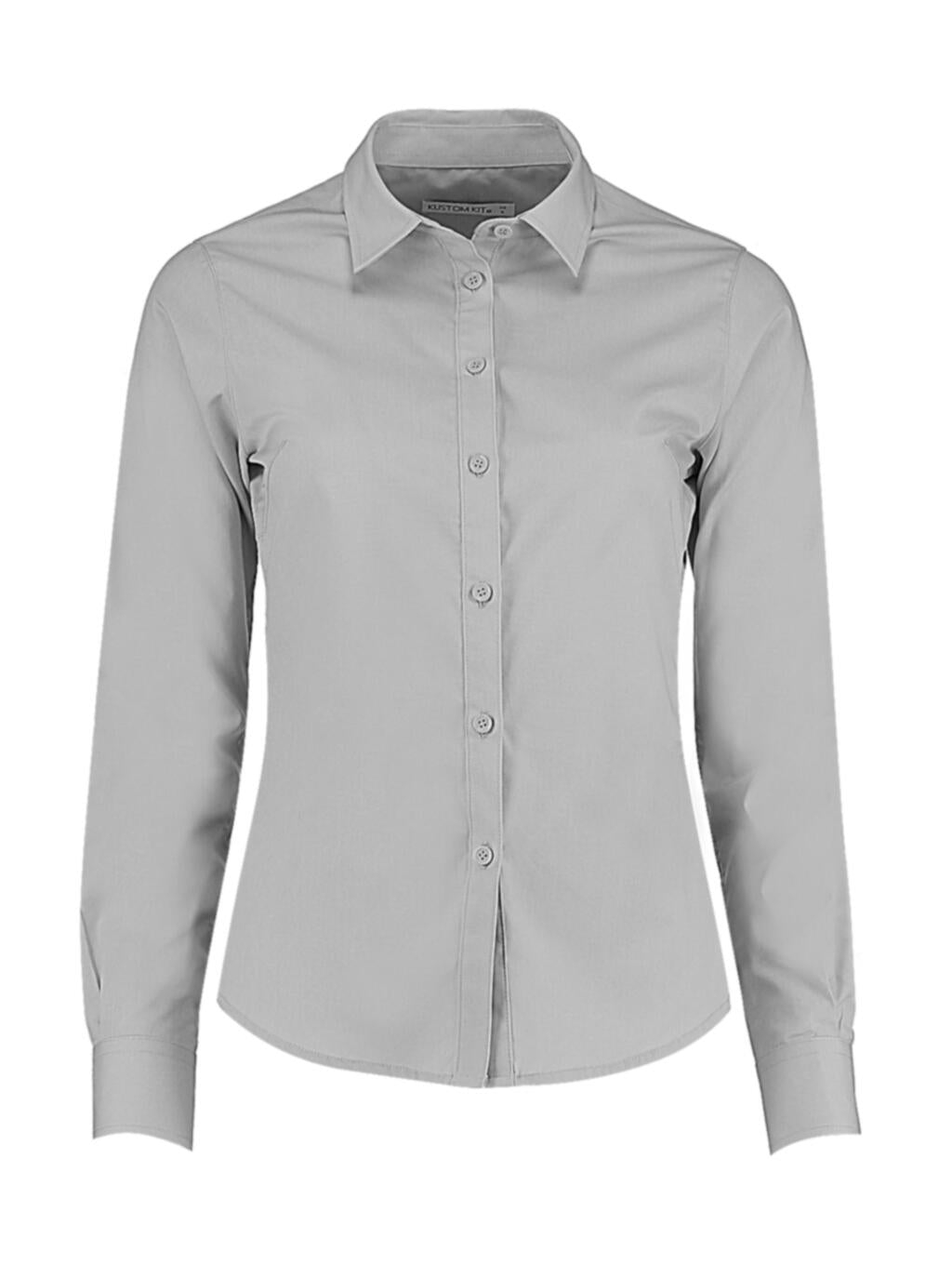  Women's Tailored Fit Poplin Shirt in Farbe Light Grey