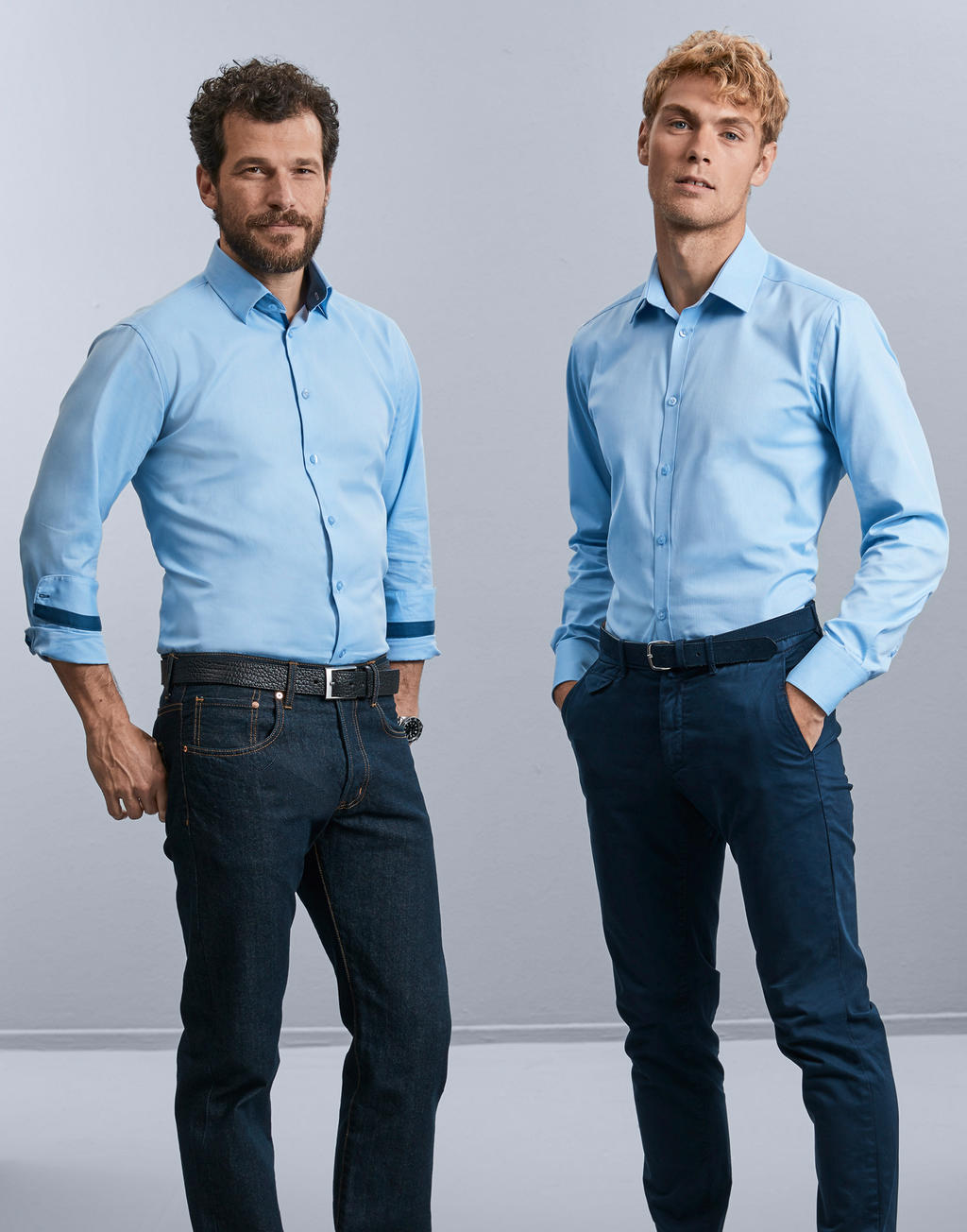 Men's LS Herringbone Shirt in Farbe White