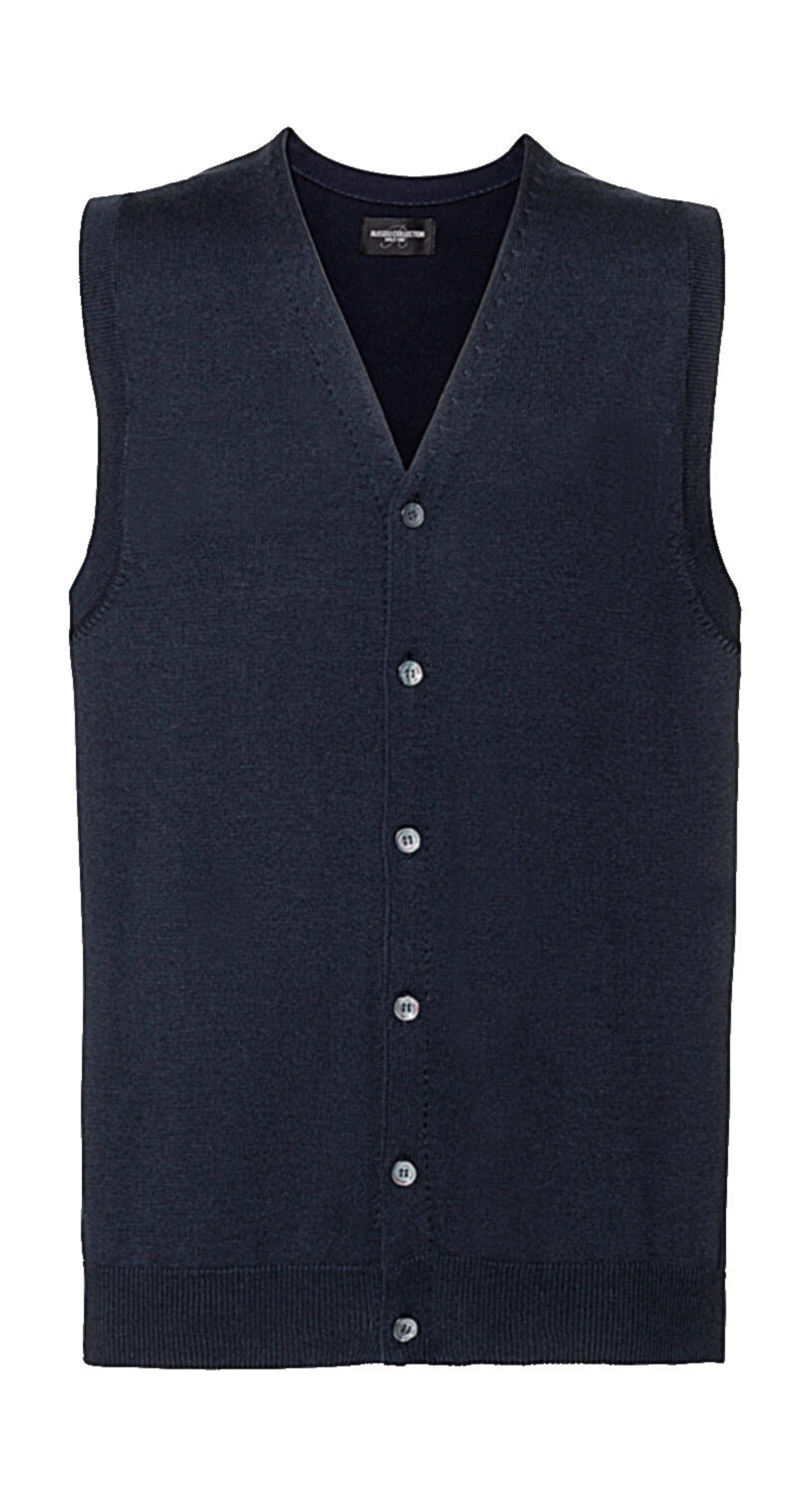  Men's V-Neck Sleeveless Knitted Cardigan in Farbe French Navy