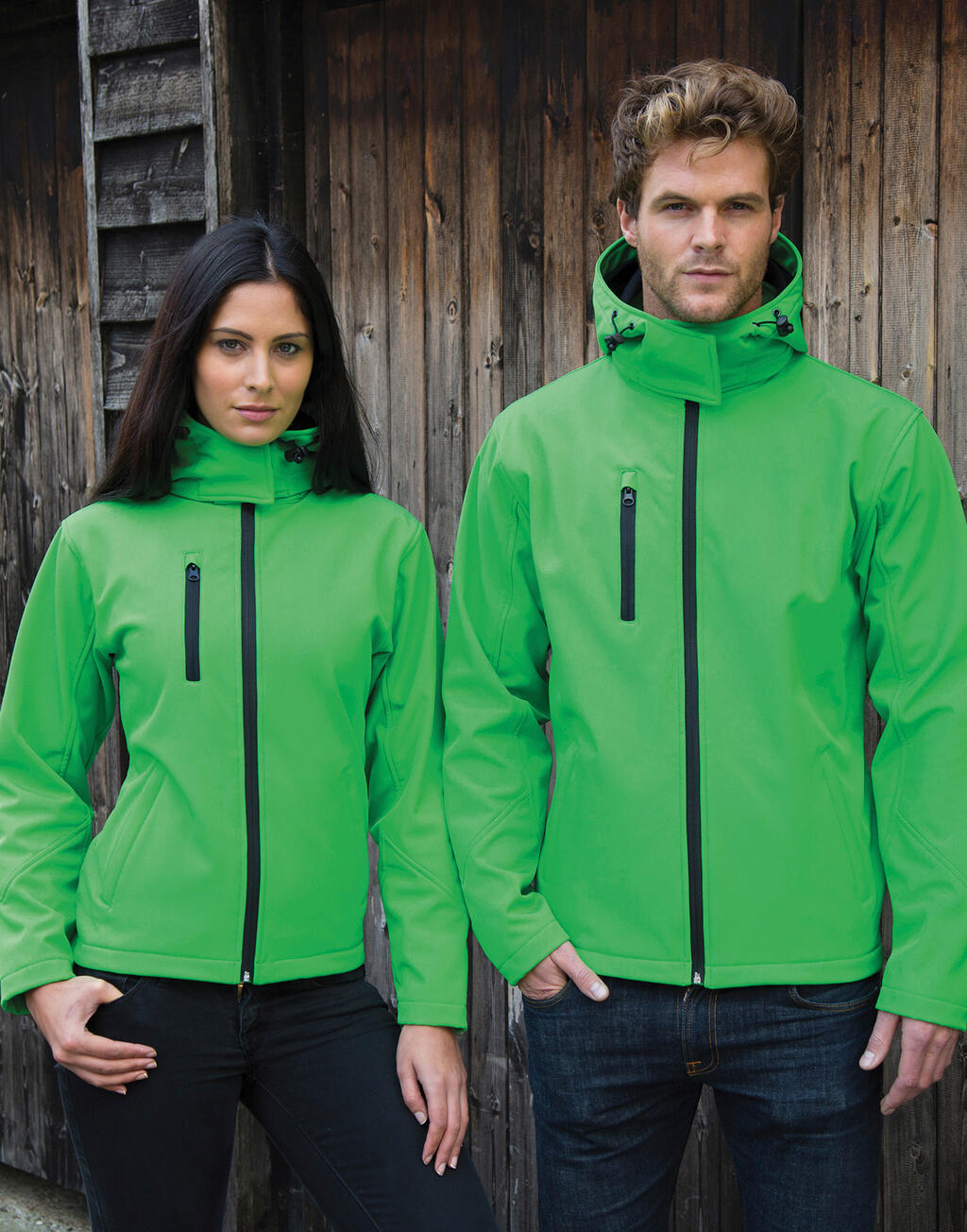 Ladies TX Performance Hooded Softshell Jacket in Farbe Black/Grey