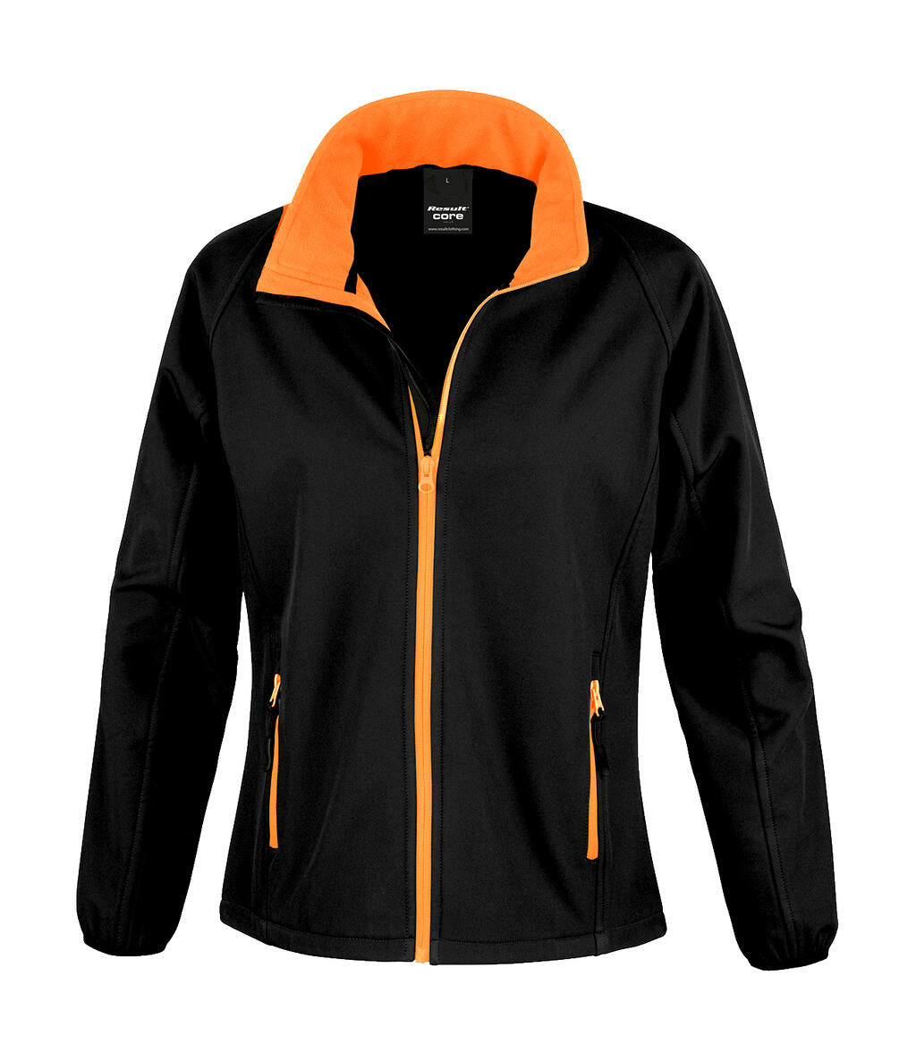  Ladies' Printable Softshell Jacket in Farbe Black/Orange