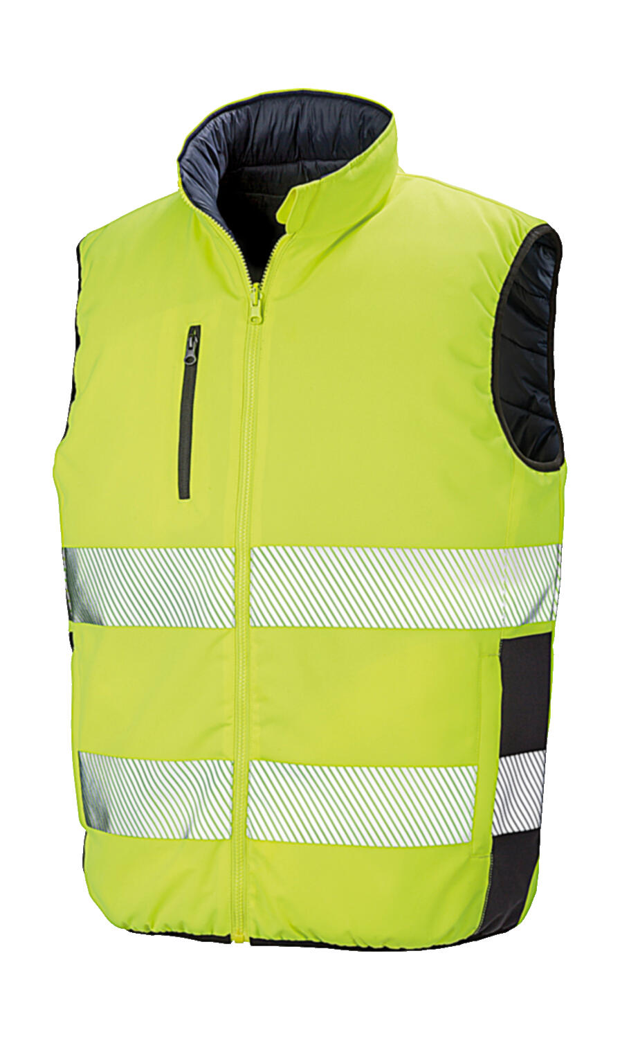  Reversible Soft Padded Safety Gilet in Farbe Fluo Yellow/Navy