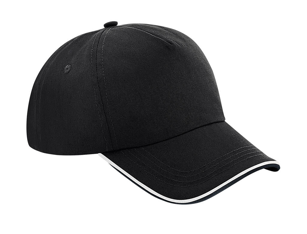  Authentic 5 Panel Cap - Piped Peak in Farbe Black/White