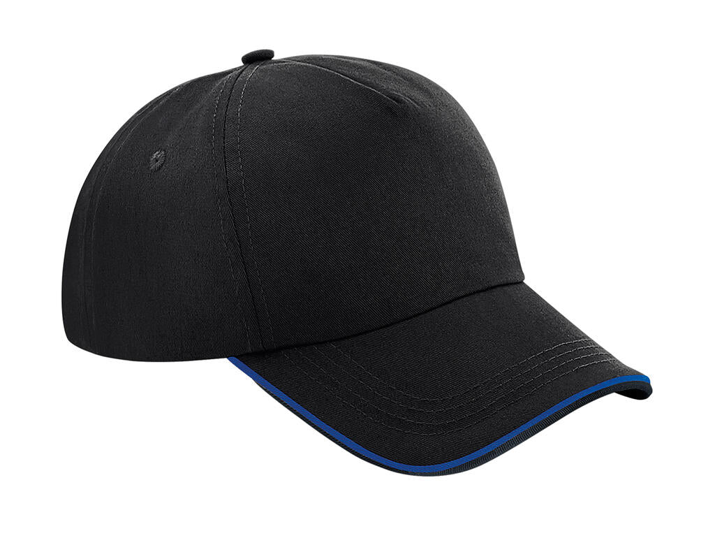  Authentic 5 Panel Cap - Piped Peak in Farbe Black/Bright Royal