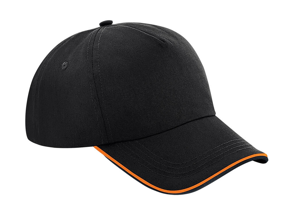  Authentic 5 Panel Cap - Piped Peak in Farbe Black/Orange