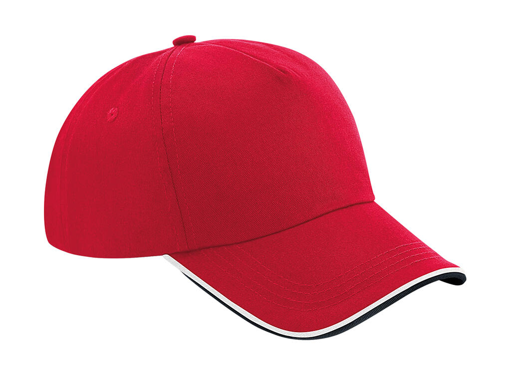  Authentic 5 Panel Cap - Piped Peak in Farbe Classic Red/Black/White