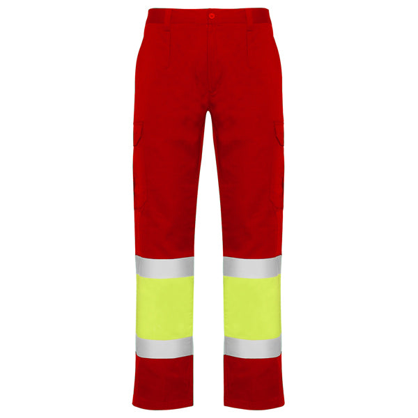 Hochsichtbare Sommerhosen Naos Job Red/Fluor Yellow in Farbe Rojo Laboral/Amarillo Flúor
