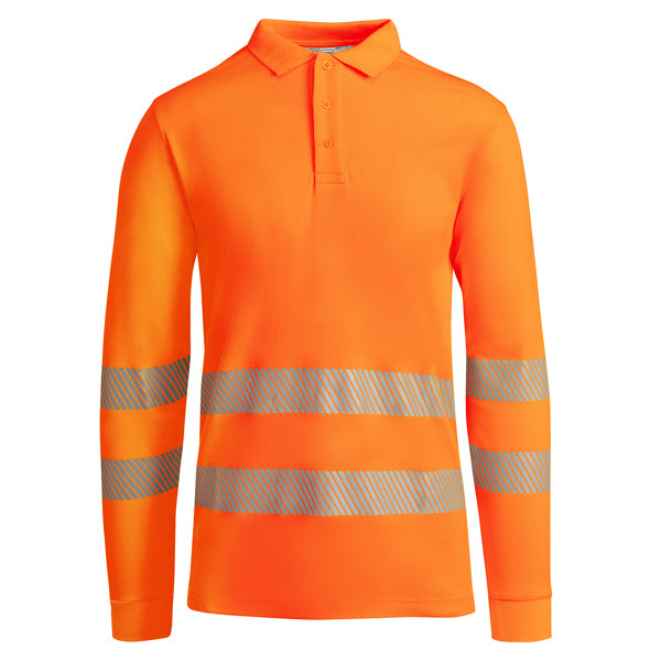 Hochsichtbares Langärmliges Poloshirt Atrio  in Farbe Fluor Orange
