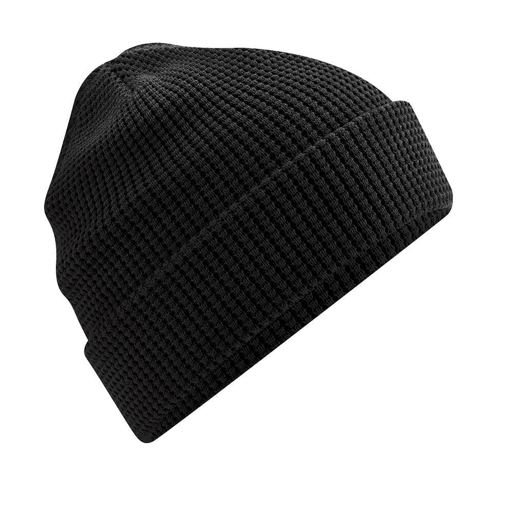  Organic Cotton Waffle Beanie in Farbe Black