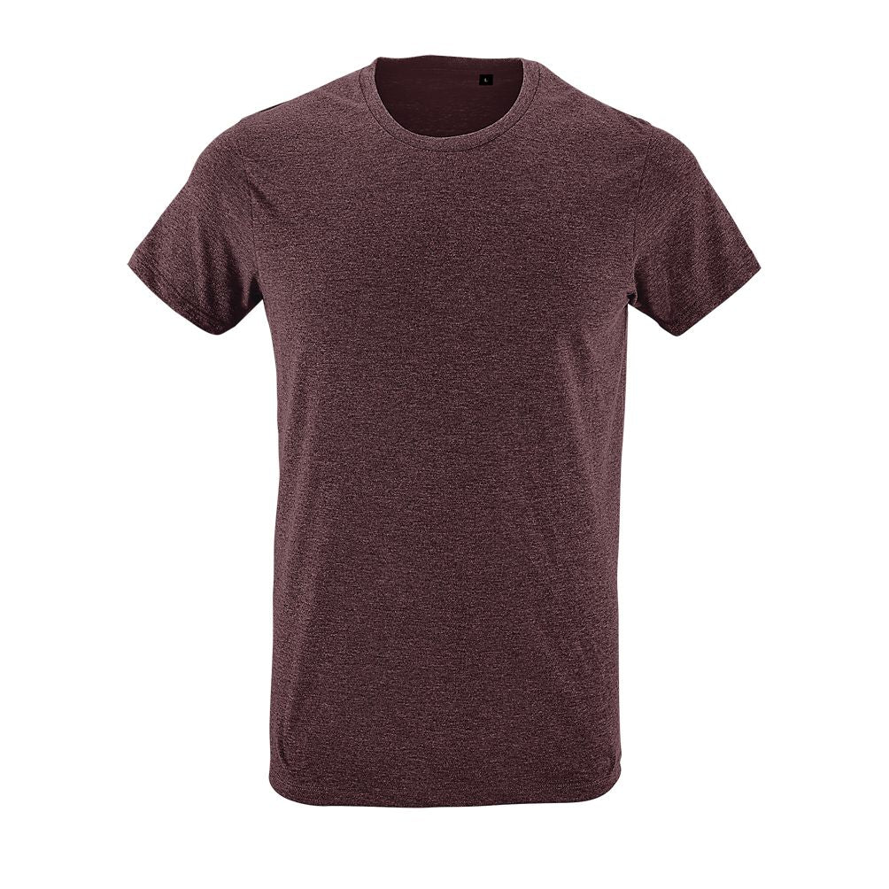 Regent Fit Herren Rundhals T-Shirt Fitted in Farbe Heather oxblood